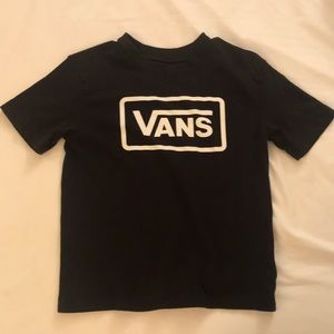 black t-shirt with vans logo
